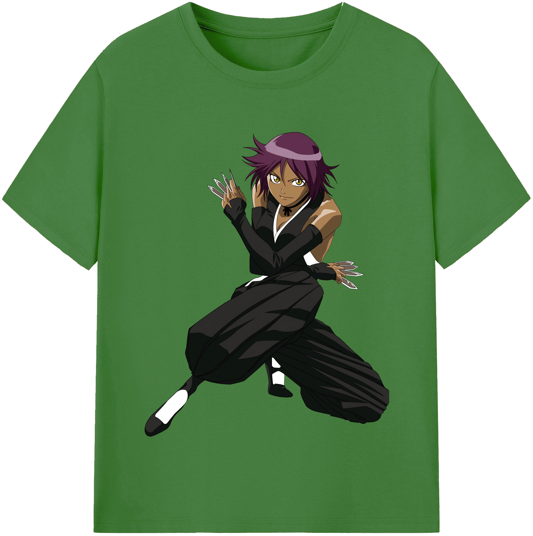 （画像用） ブリーチ 四楓院 夜一（しほういん よるいち） BLEACH Shihouin Yoruichi レディースカジュアルプリントTシャツ（綿100％）